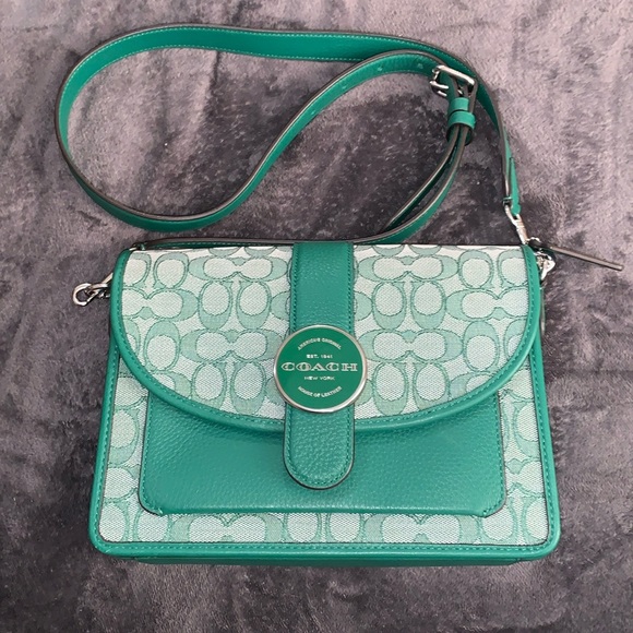 Coach Handbags - Coach Lonnie Crossbody In
Signature Jacquard Green Multi beautiful! Like new